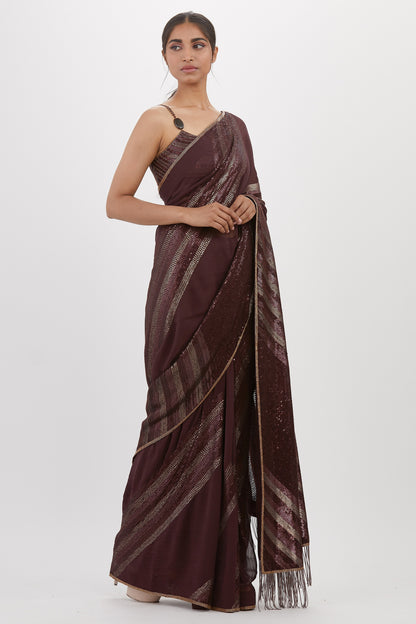 Sari Set in Metallic Sequin Embroidery