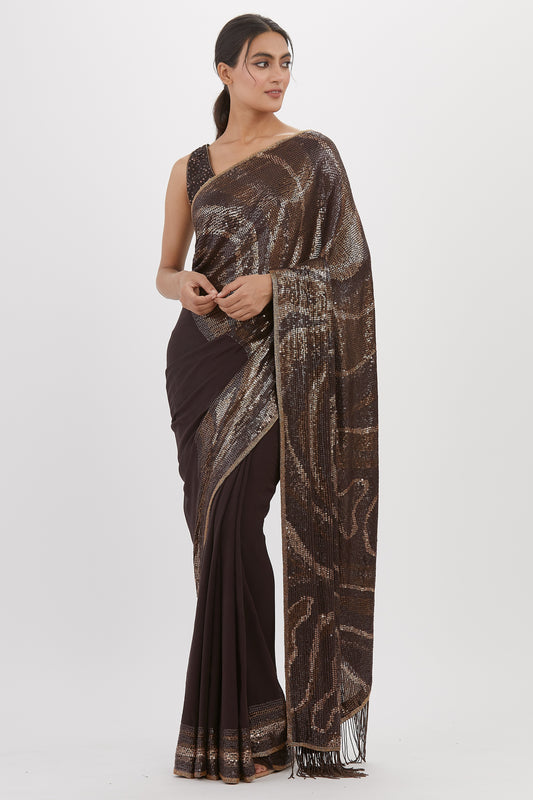 Sari Set in Metallic Sequin Embroidery