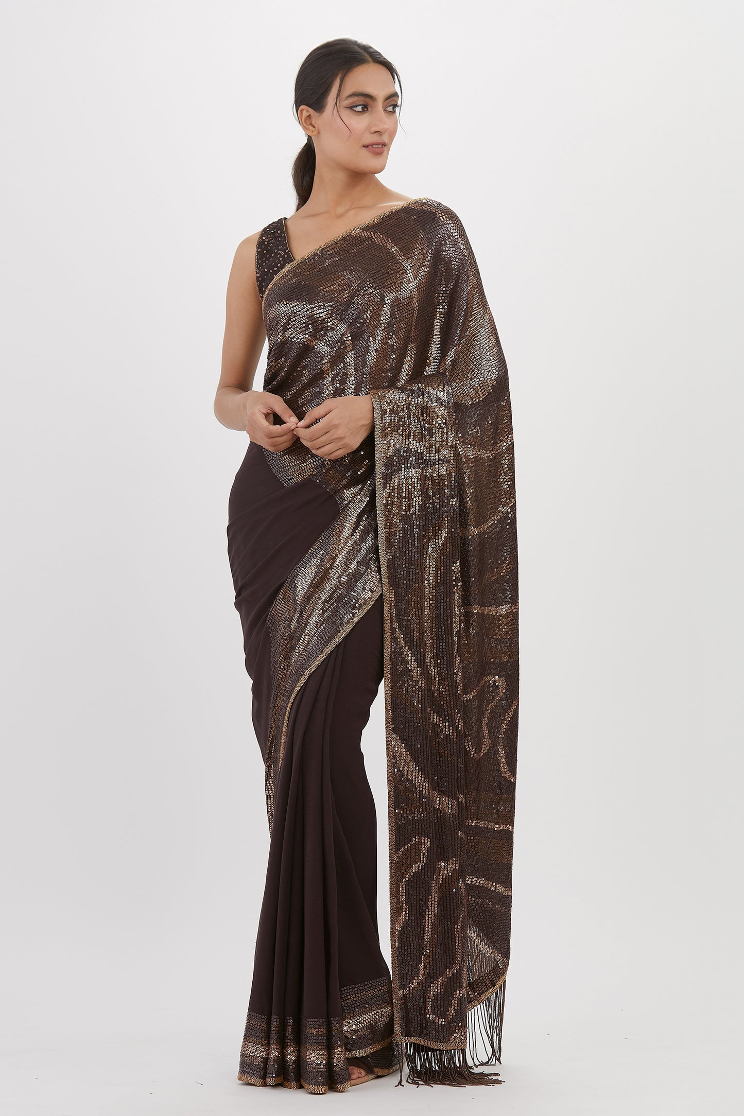 Sari Set in Metallic Sequin Embroidery