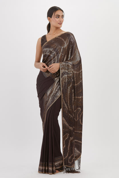 Sari Set in Metallic Sequin Embroidery