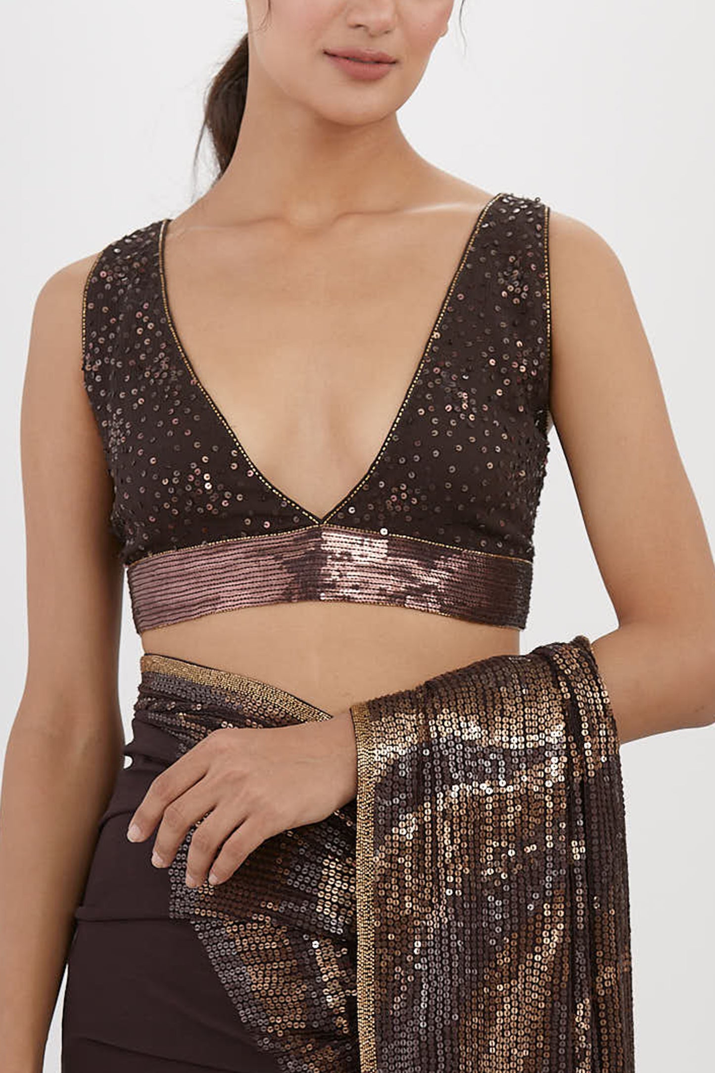 Sari Set in Metallic Sequin Embroidery