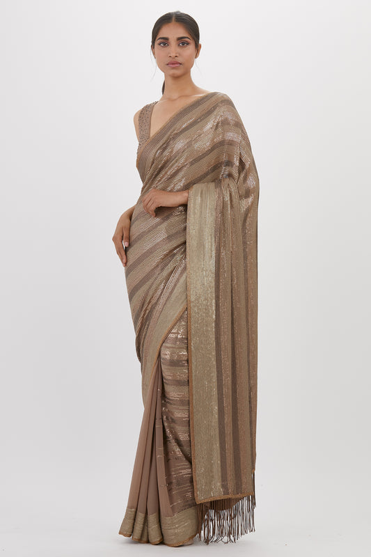 Sari Set in Metallic Sequin Embroidery