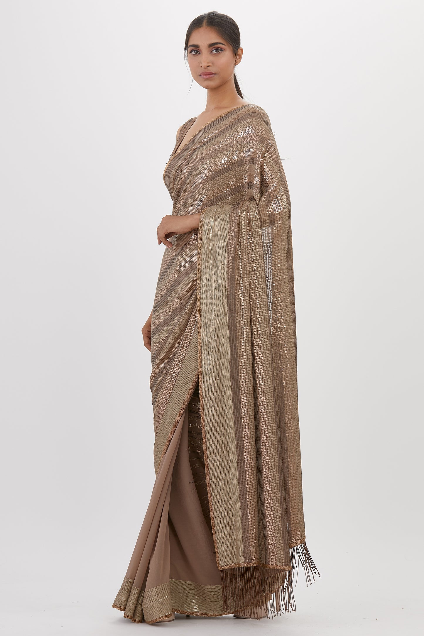 Sari Set in Metallic Sequin Embroidery