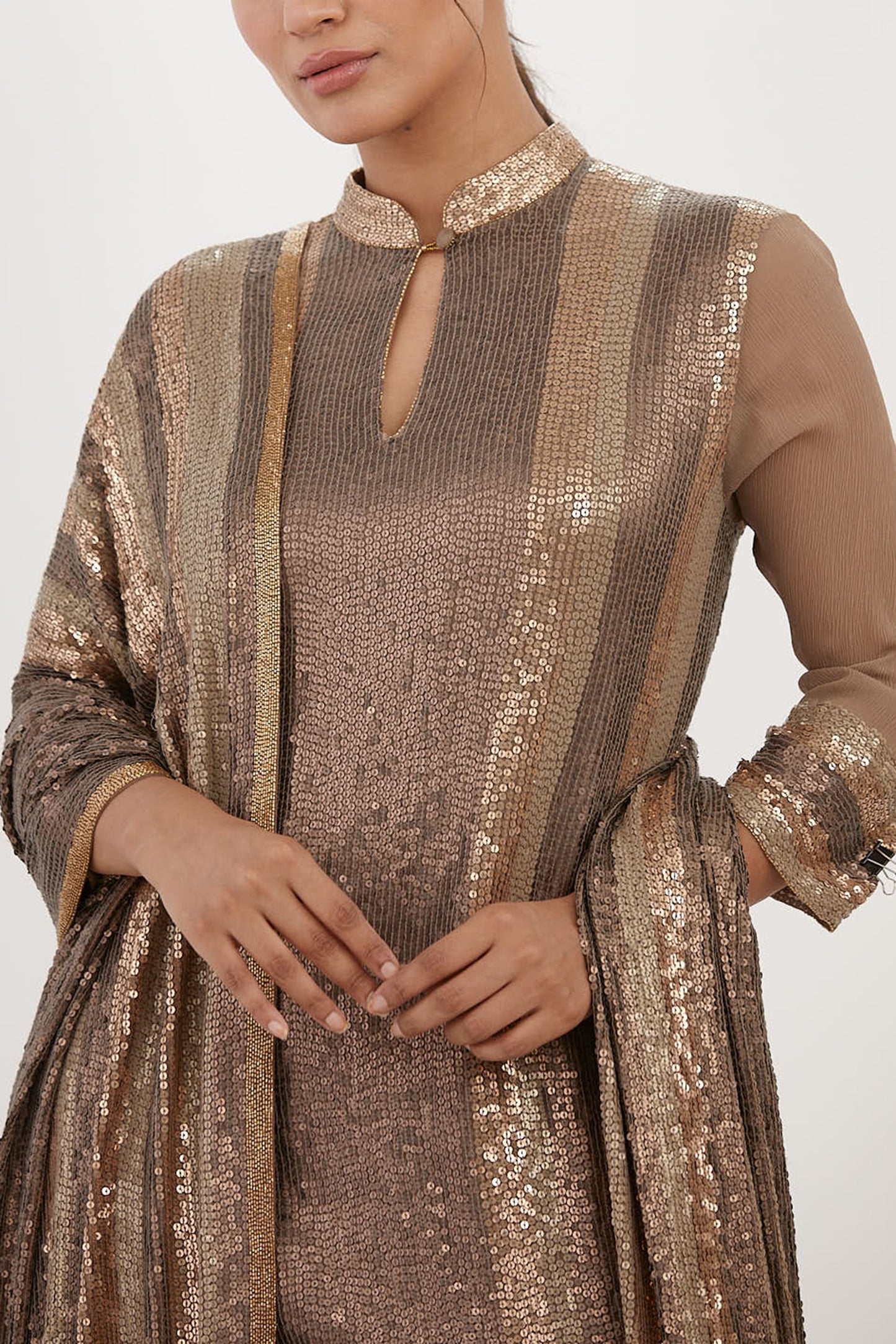 Gharara Set in Metallic Sequin Embroidery