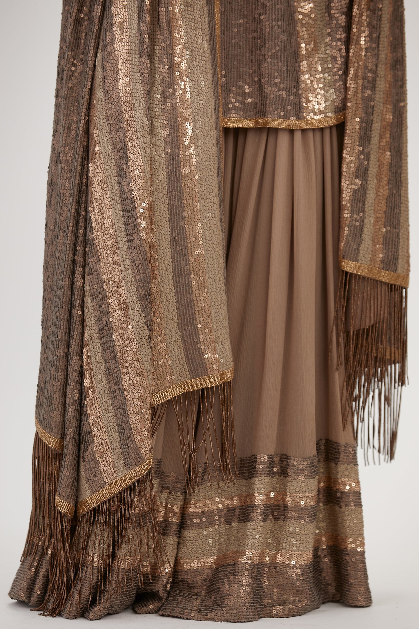 Gharara Set in Metallic Sequin Embroidery