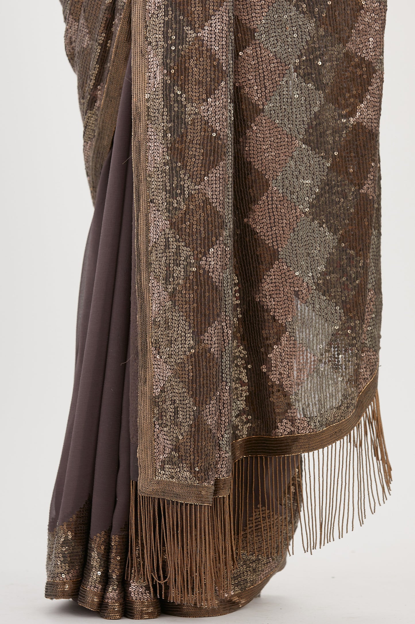 Sari Set in Geometric Pattern Sequin Embroidery