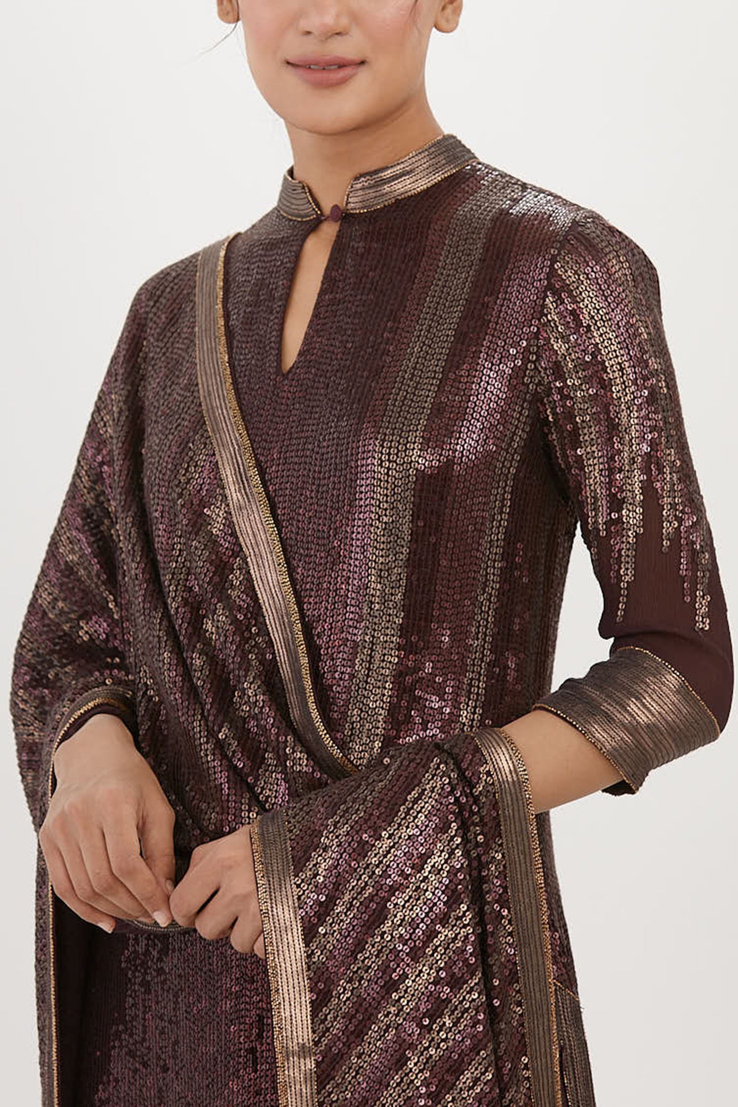 Gharara Set in Metallic Sequin Embroidery