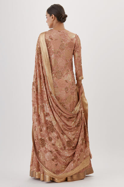 Kurta Set in Signature Rose Sequin Embroidery