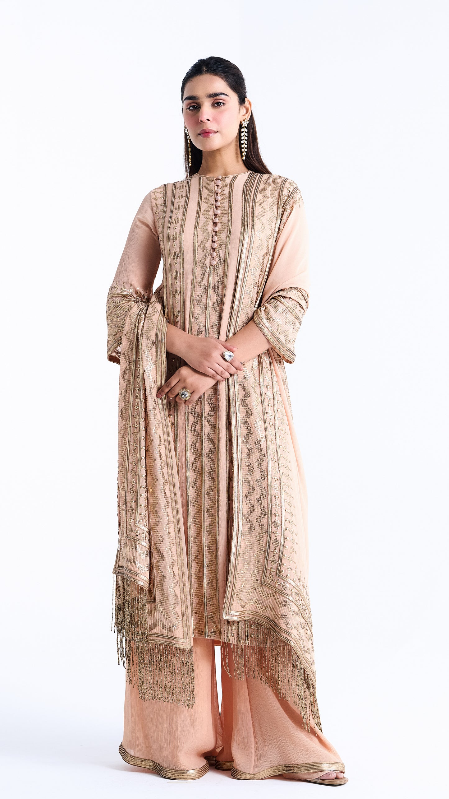Kurta Set in Sequin embroidery in Diya Border Design