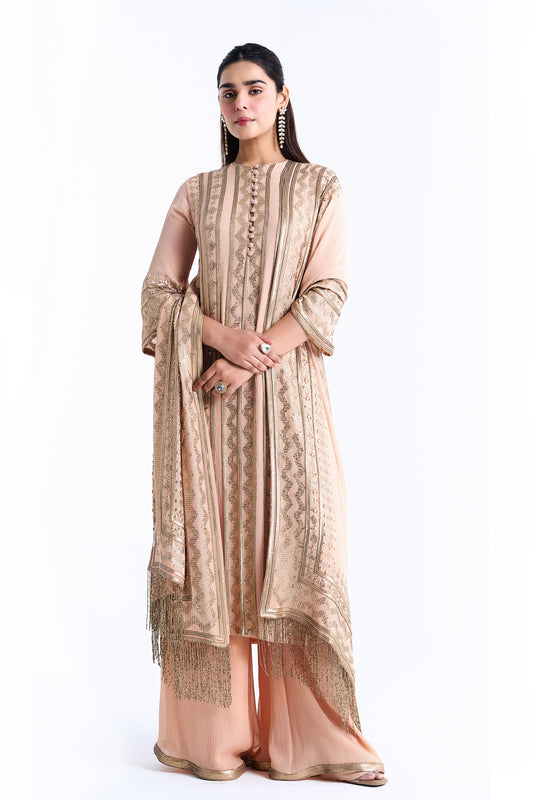 Kurta Set in Sequin embroidery in Diya Border Design