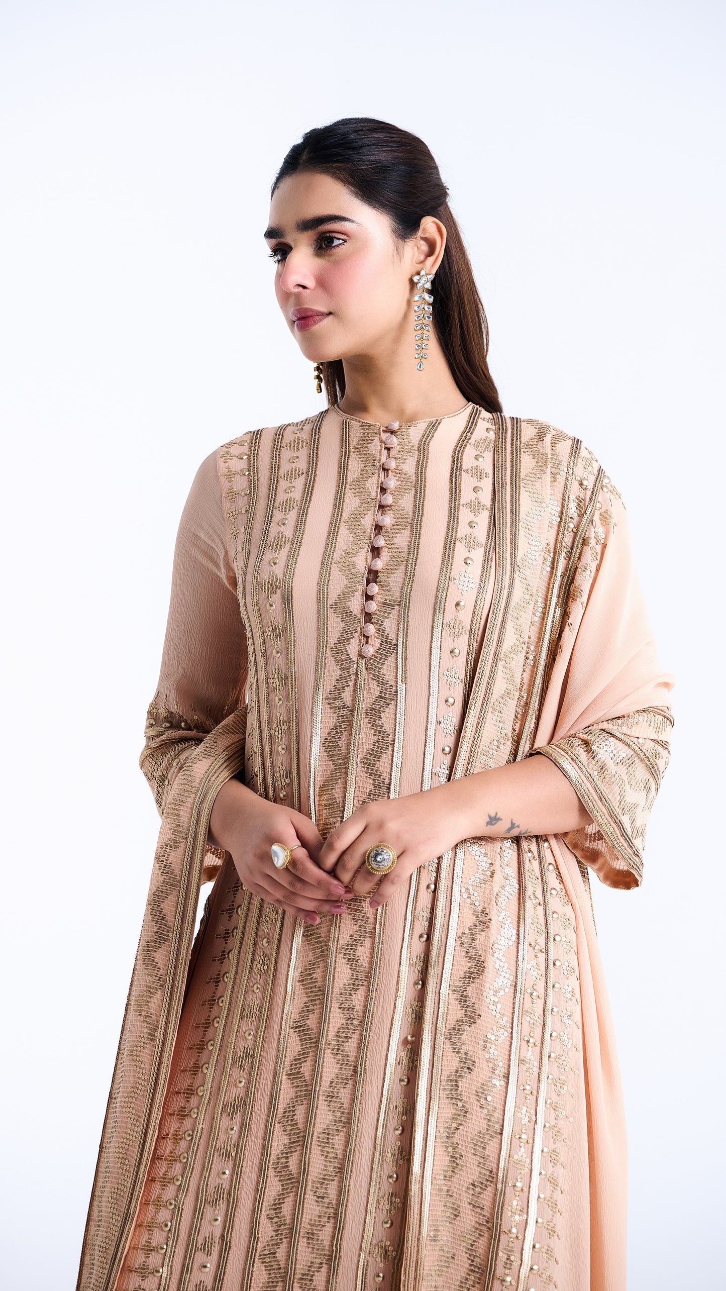 Kurta Set in Sequin embroidery in Diya Border Design