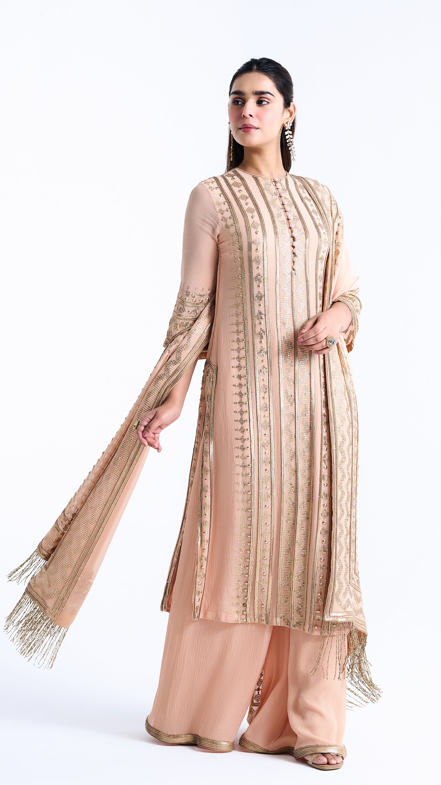 Kurta Set in Sequin embroidery in Diya Border Design
