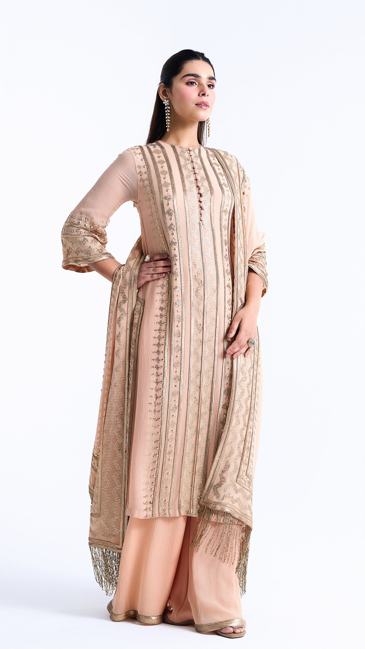Kurta Set in Sequin embroidery in Diya Border Design