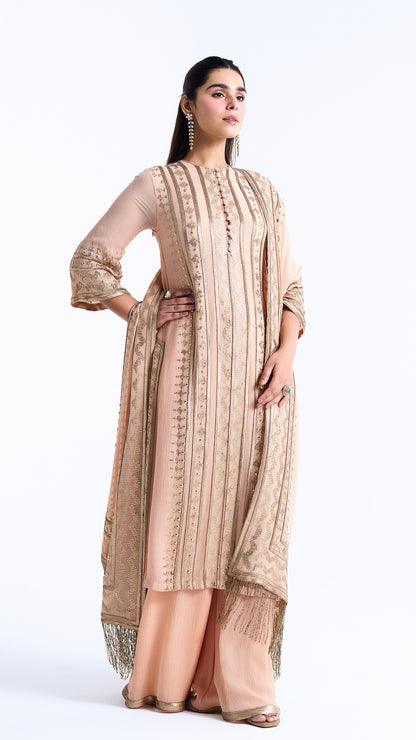 Kurta Set in Sequin embroidery in Diya Border Design