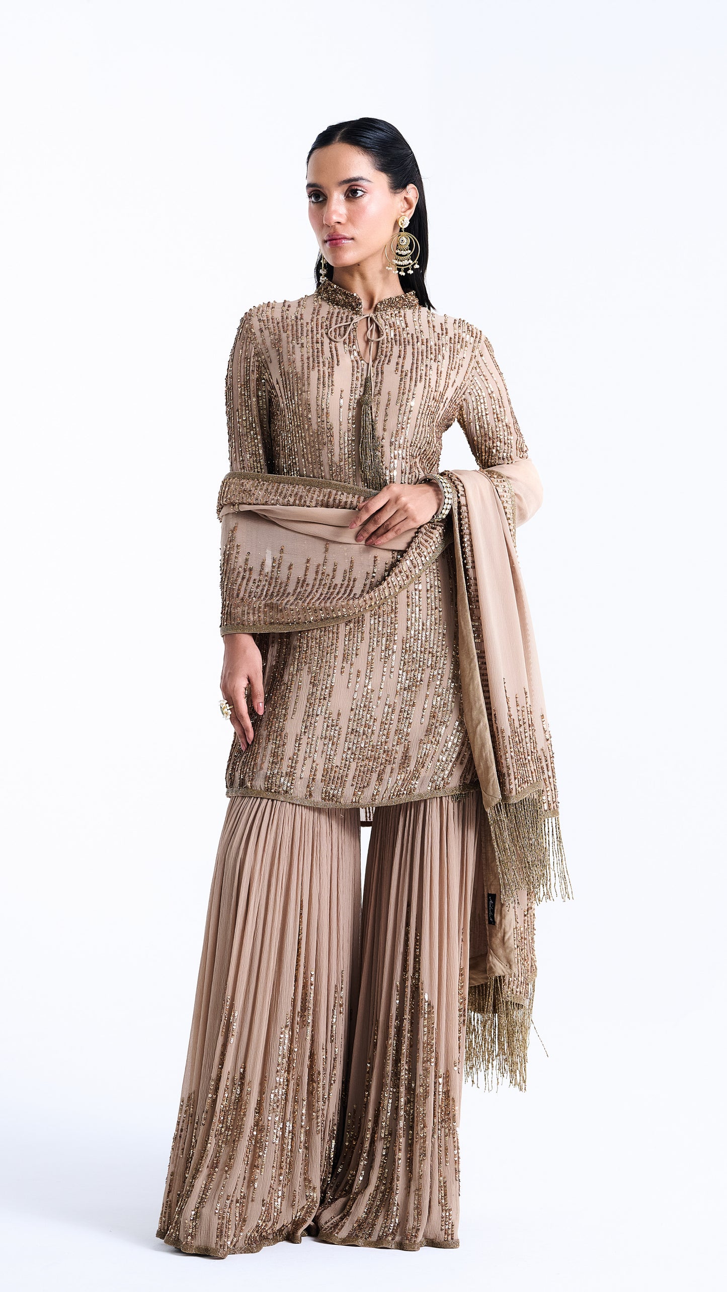 Gharara Set in Up Down Sequin Embroidery