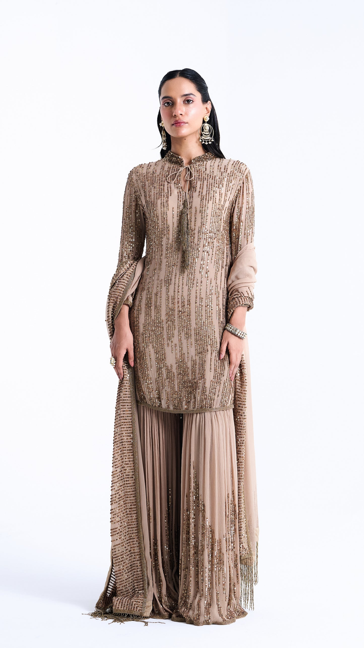 Gharara Set in Up Down Sequin Embroidery