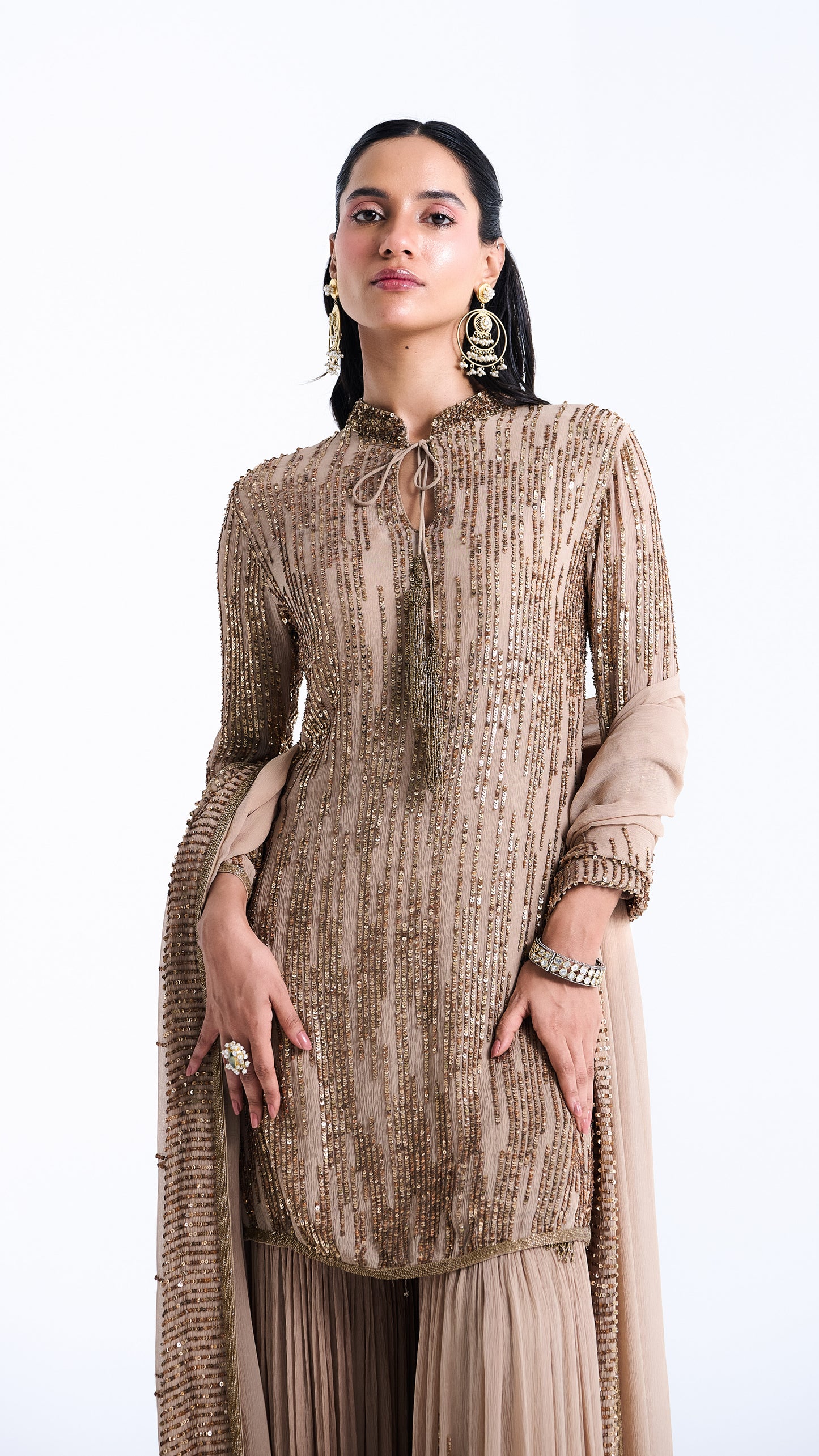 Gharara Set in Up Down Sequin Embroidery