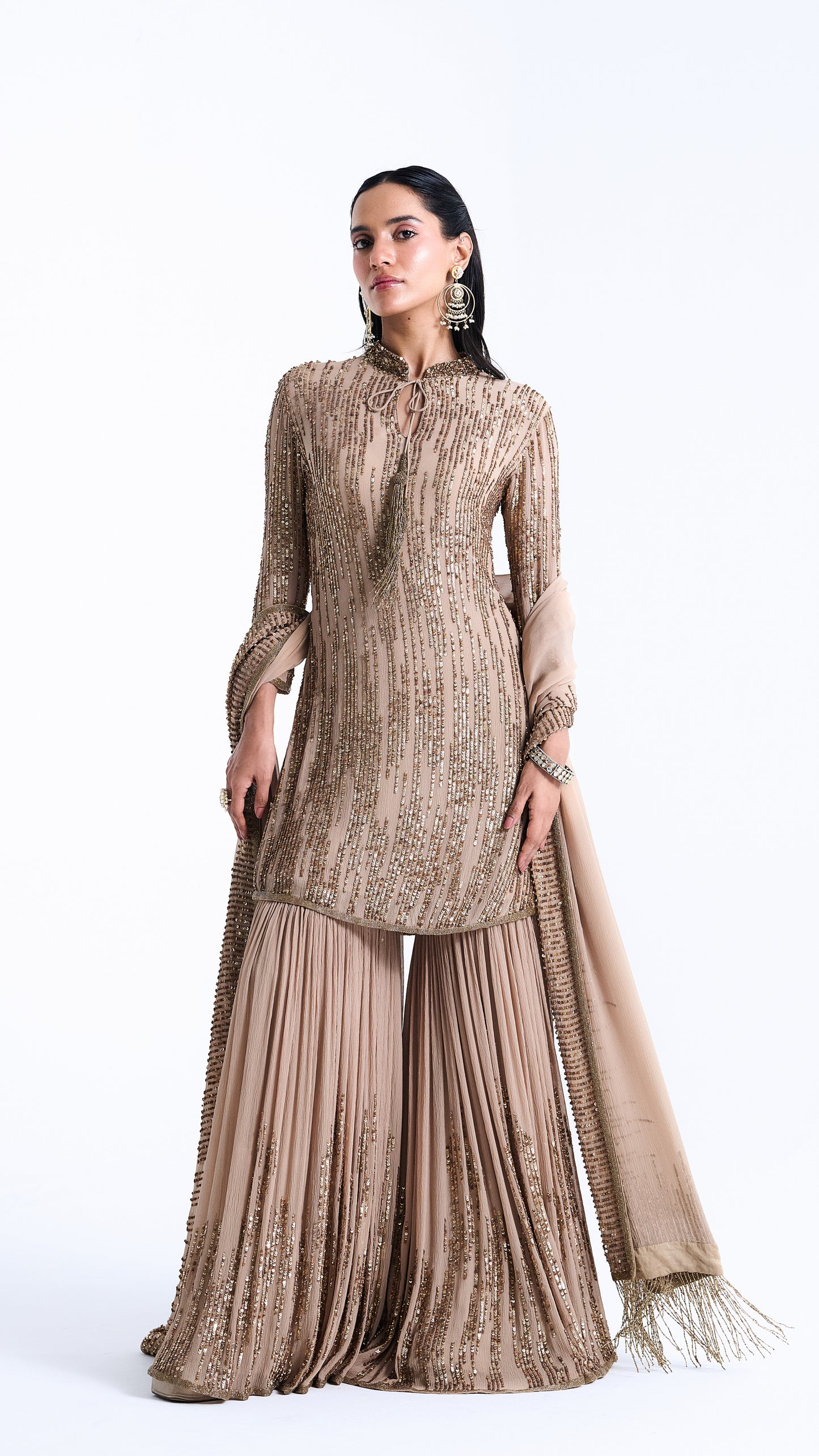 Gharara Set in Up Down Sequin Embroidery