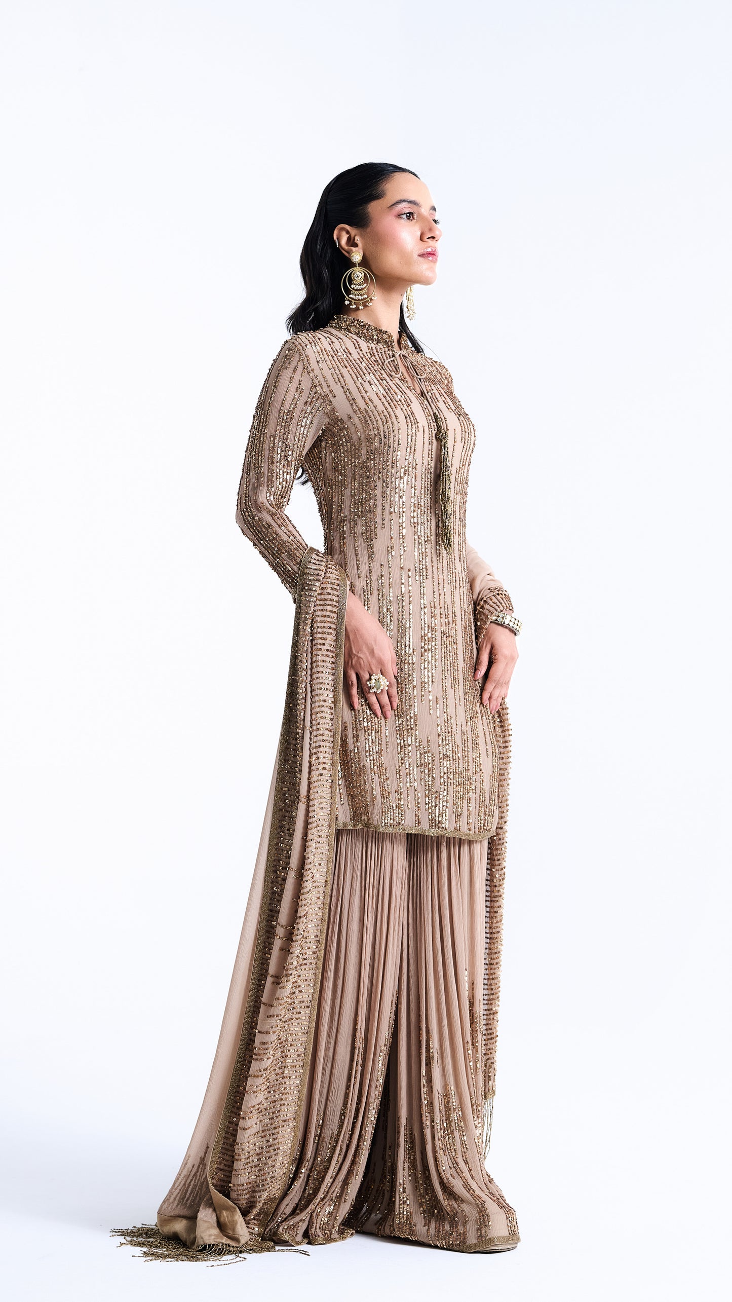 Gharara Set in Up Down Sequin Embroidery