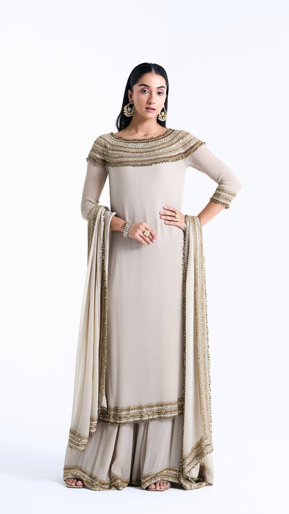 Kurta Set in Sequin Mirror & Loat Embroidery
