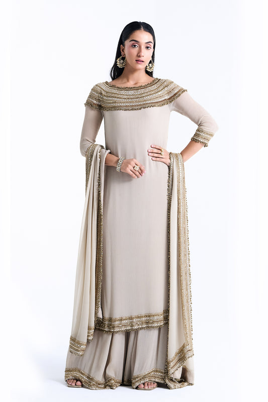 Kurta Set in Sequin Mirror & Loat Embroidery