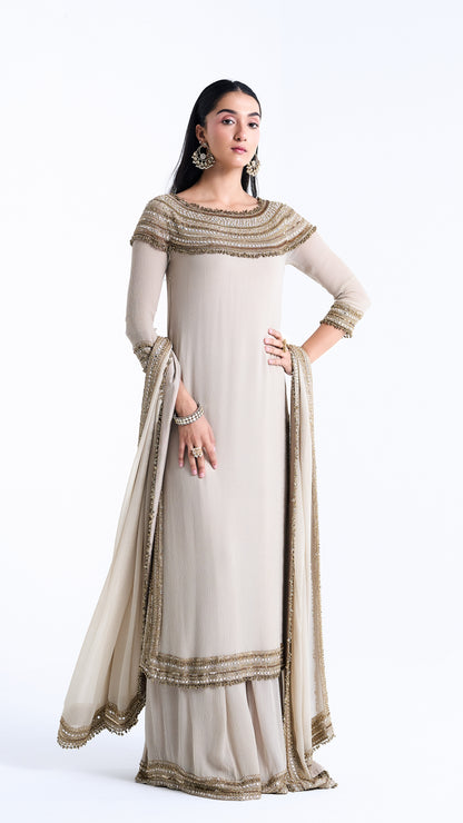 Kurta Set in Sequin Mirror & Loat Embroidery