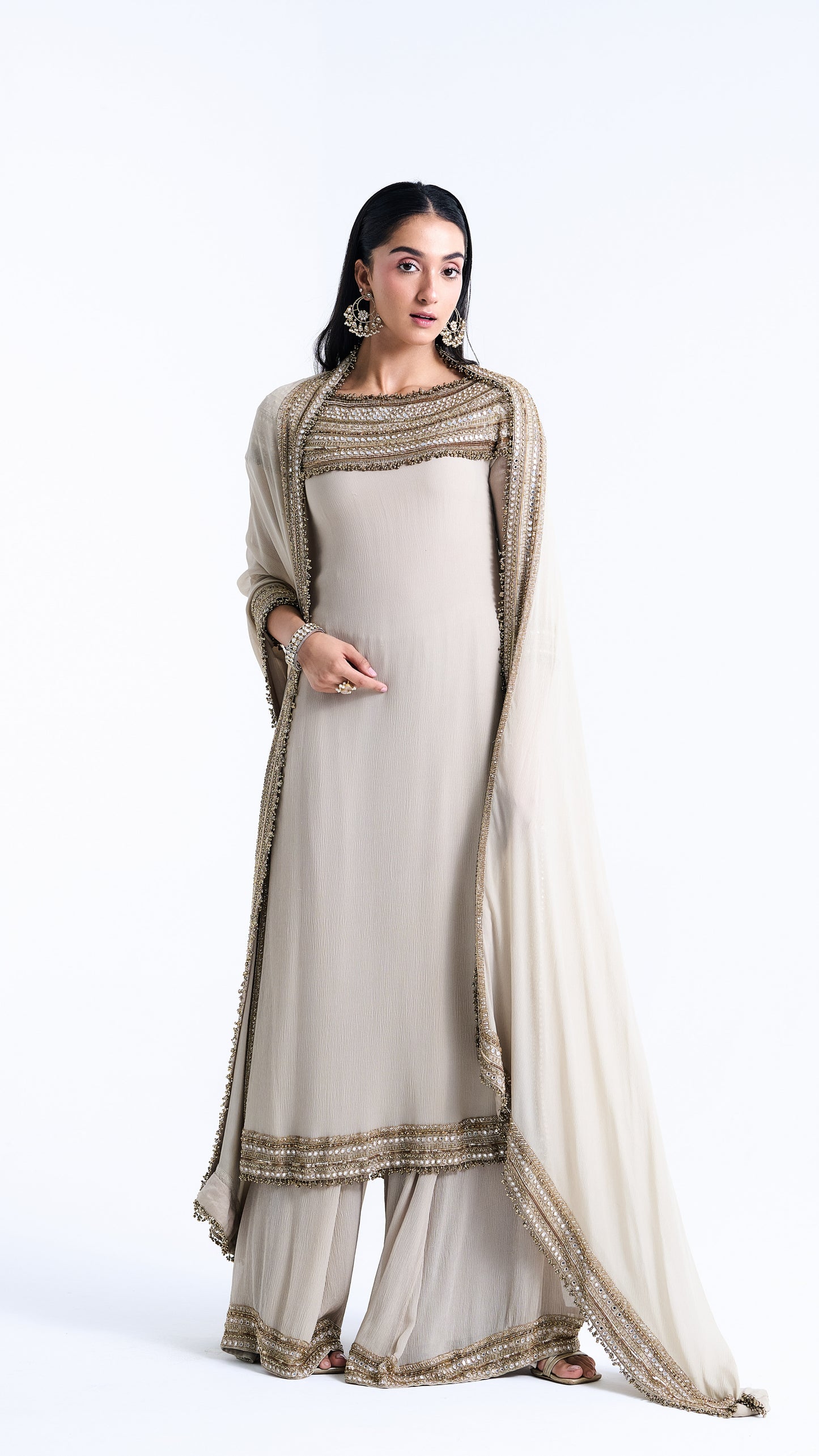 Kurta Set in Sequin Mirror & Loat Embroidery
