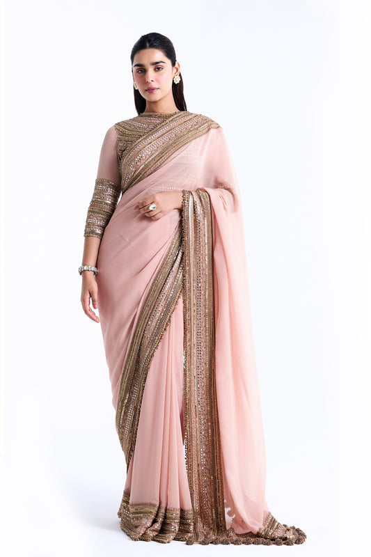Sari Set in Sequin Mirror and Loat Embroidery