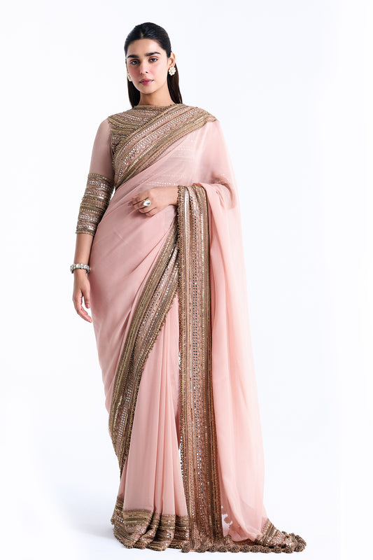 Sari Set in Sequin Mirror and Loat Embroidery