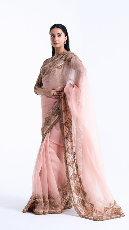 Sari Set in a Geometric Sequin Pattern