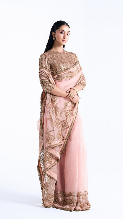 Sari Set in a Geometric Sequin Pattern