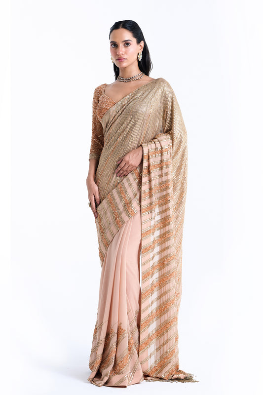 Sari Set in Mixed Line Sequin Embroidery