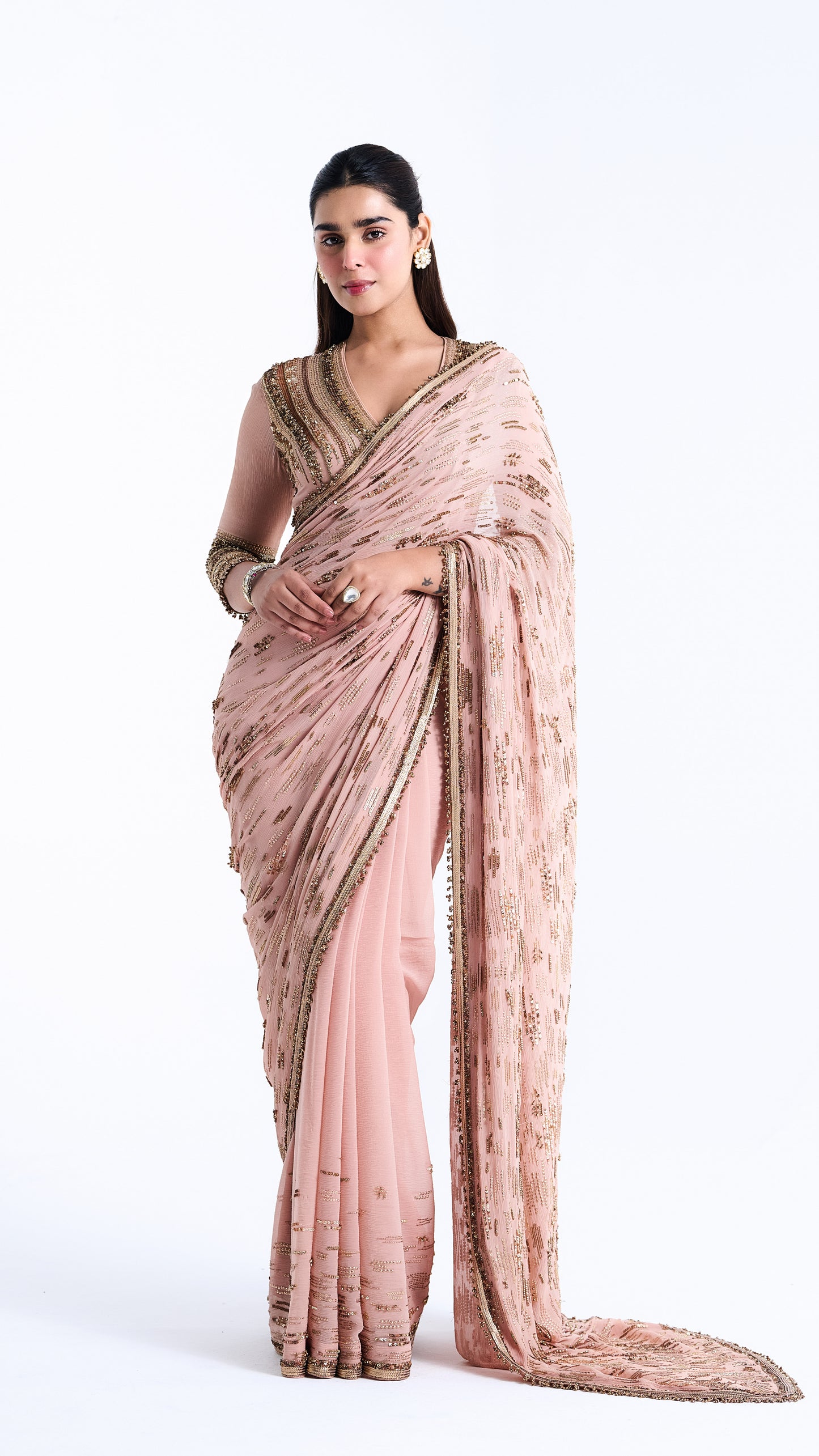 Sari set in Abstract Sequin Design