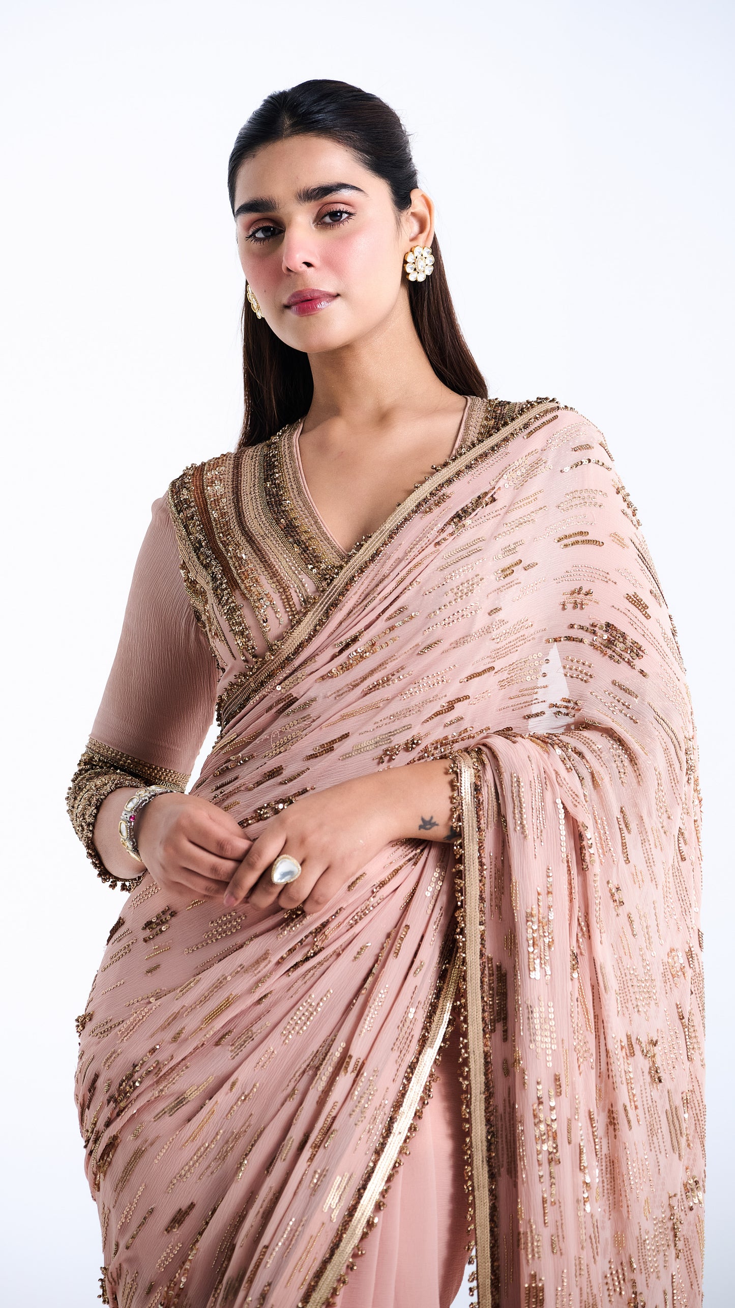Sari set in Abstract Sequin Design