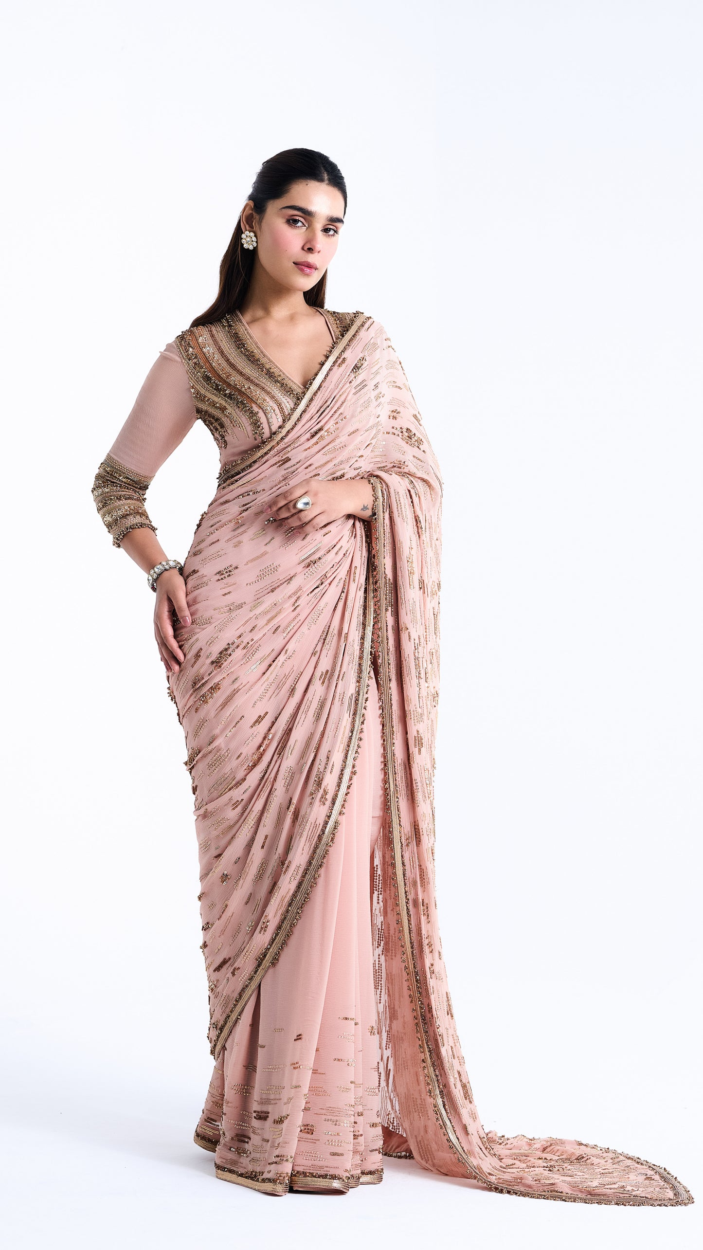 Sari set in Abstract Sequin Design