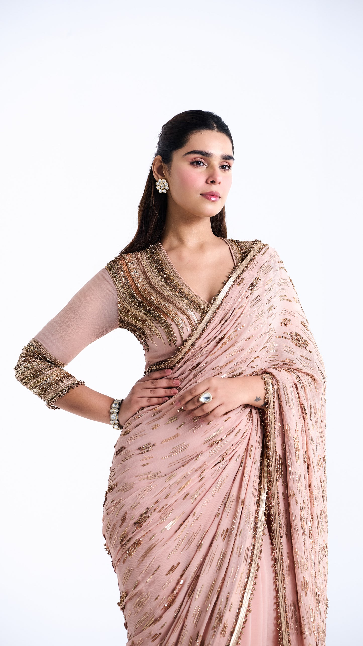 Sari set in Abstract Sequin Design
