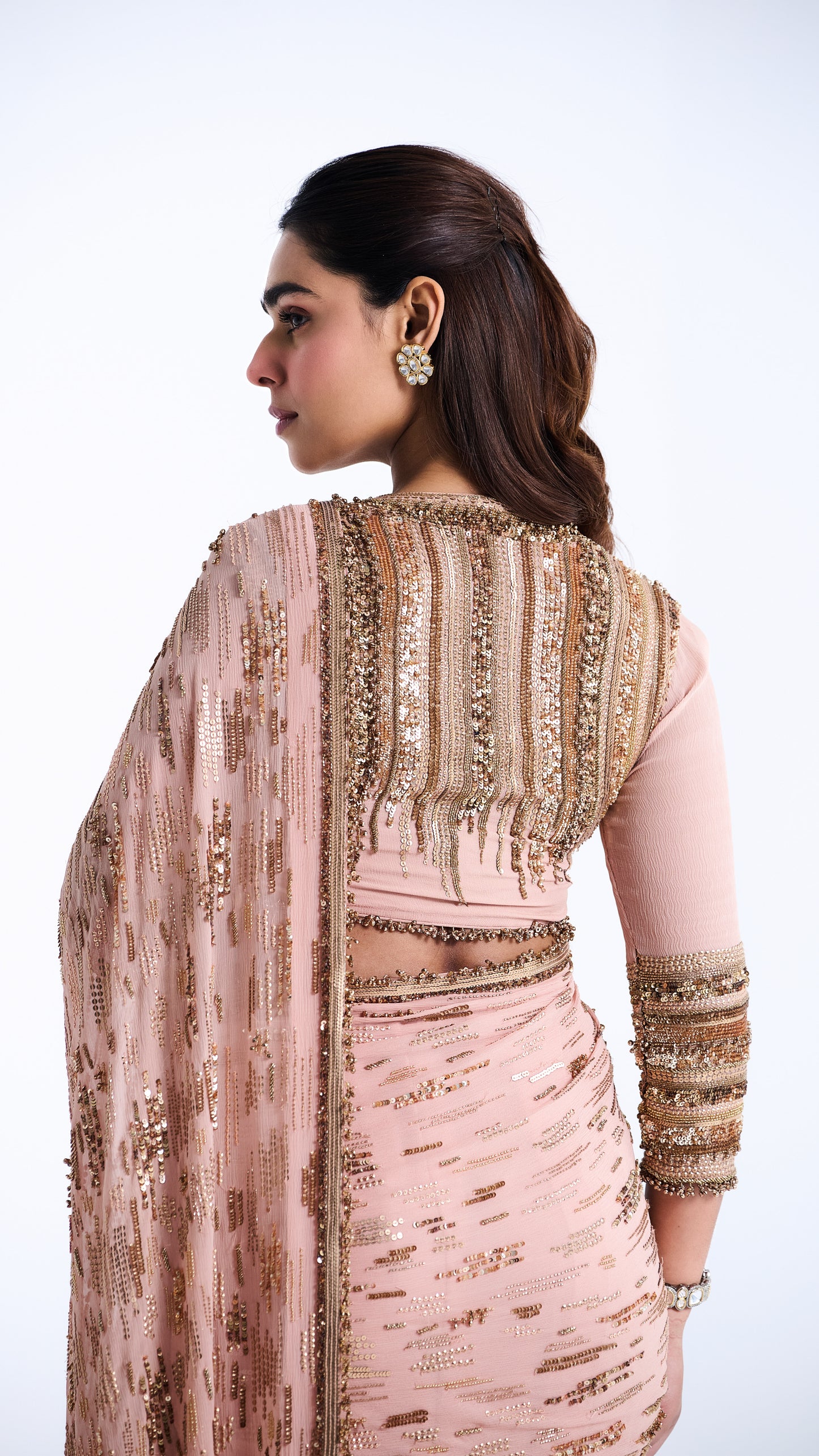 Sari set in Abstract Sequin Design