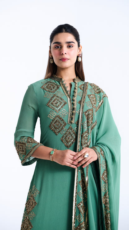 Kurta Set in Geometric Sequin Embroidery