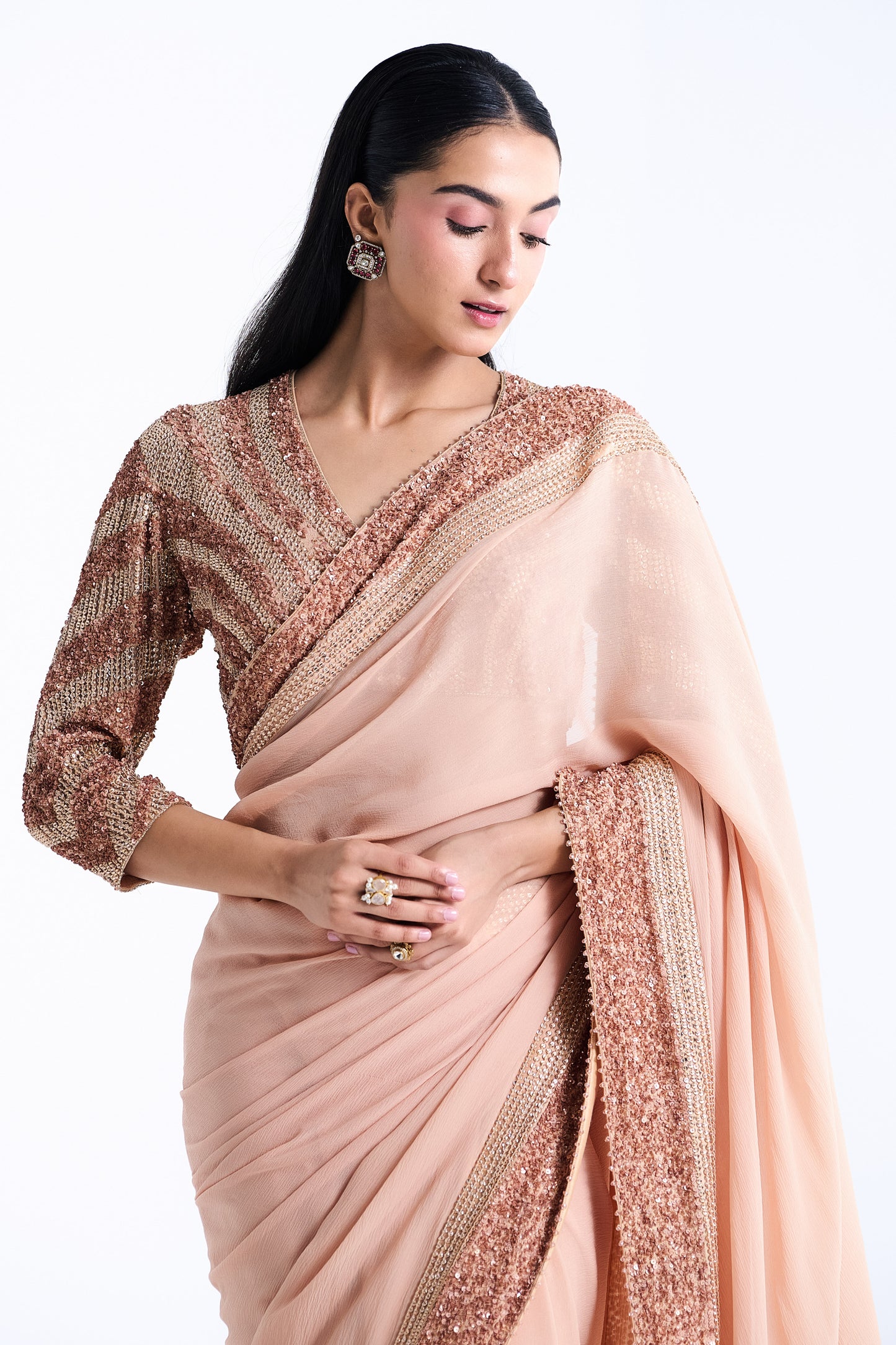 Sari Set in Sequin and Stone