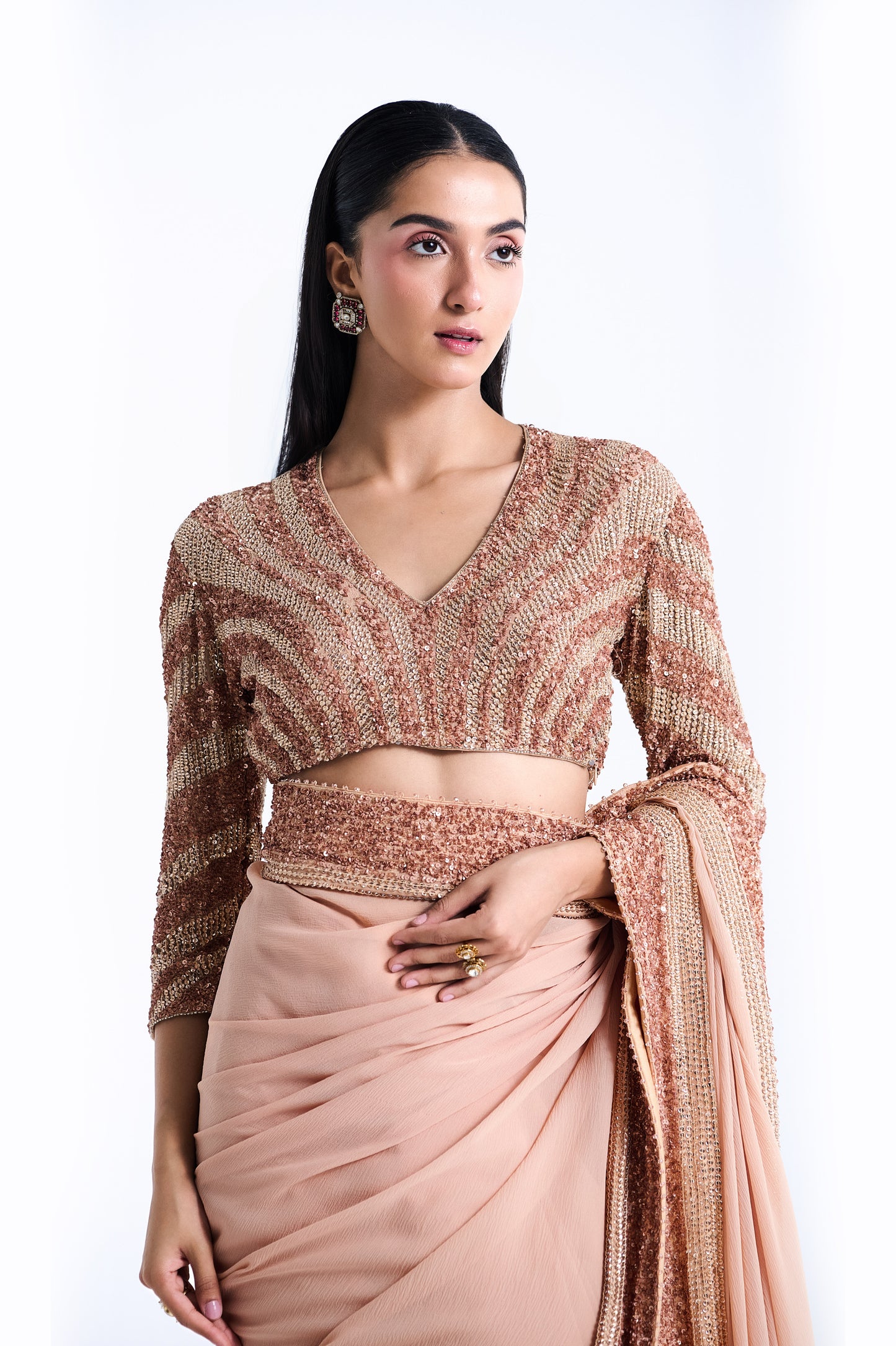 Sari Set in Sequin and Stone