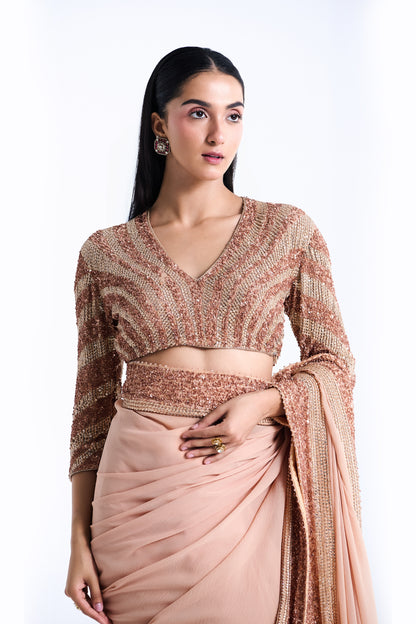 Sari Set in Sequin and Stone