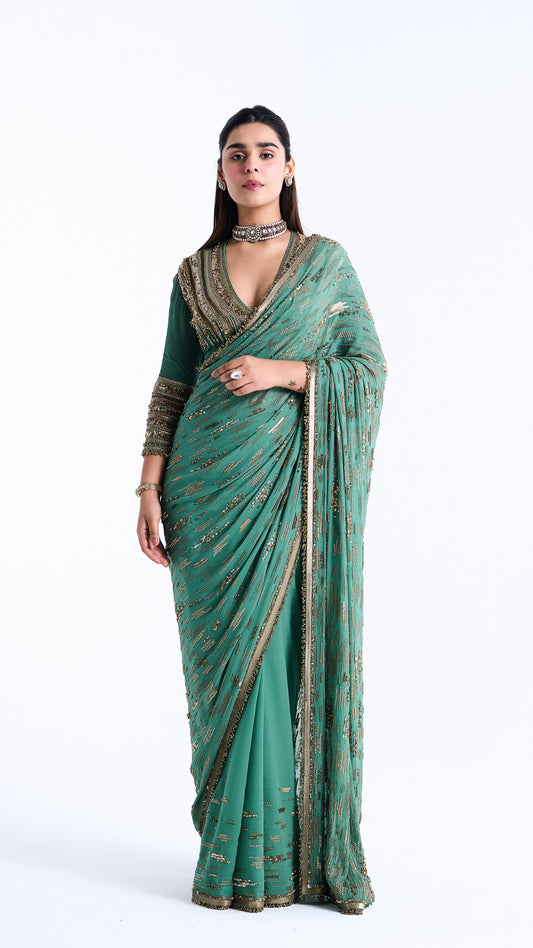 Sari Set in Abstract Sequin Embroidery