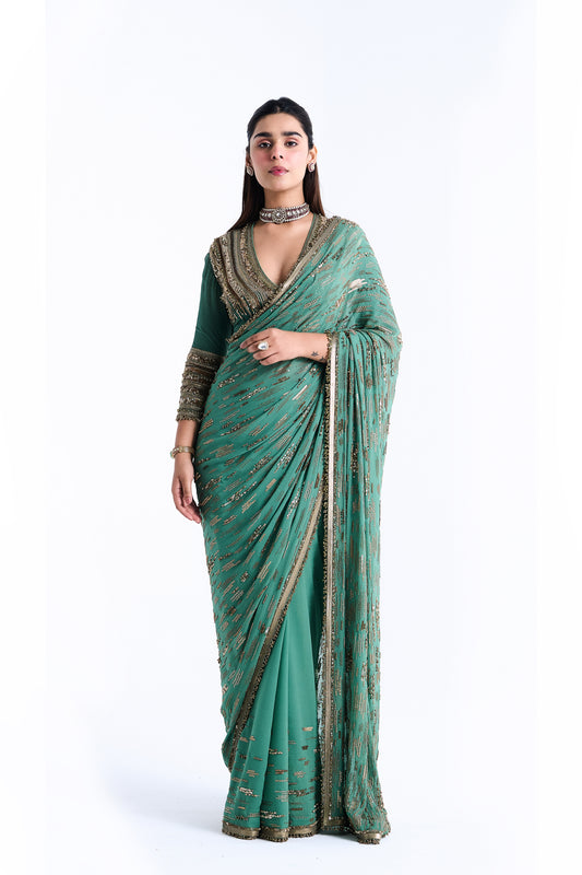 Sari Set in Abstract Sequin Embroidery