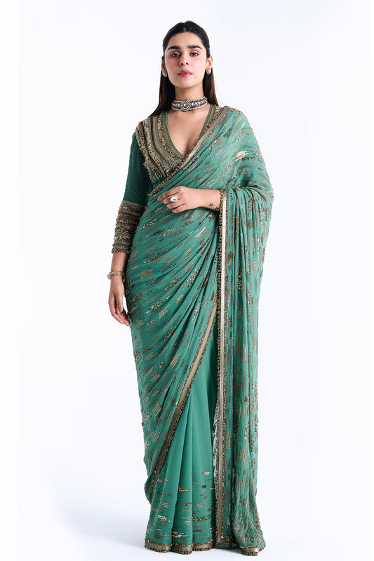 Sari Set in Abstract Sequin Embroidery
