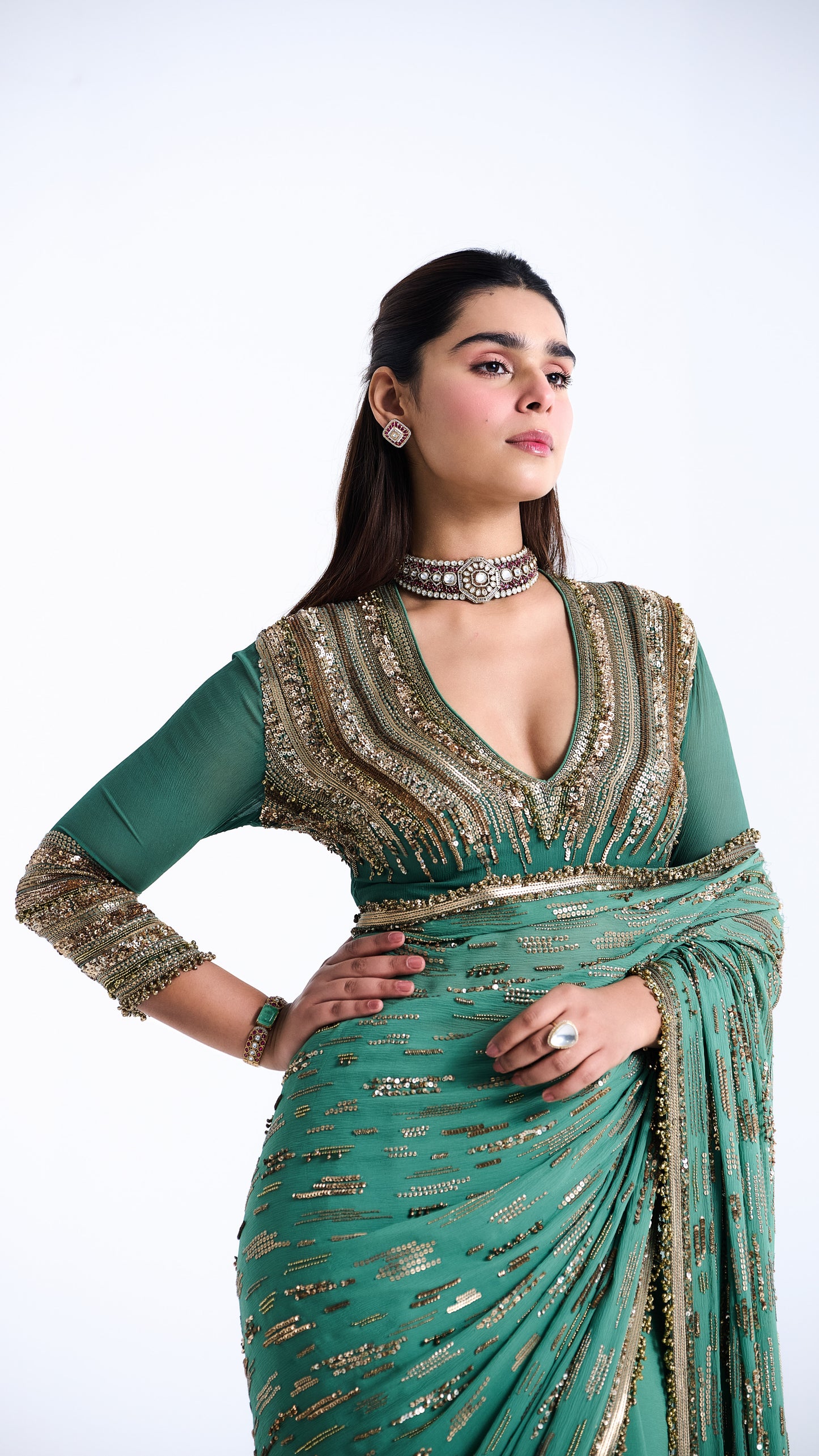 Sari Set in Abstract Sequin Embroidery