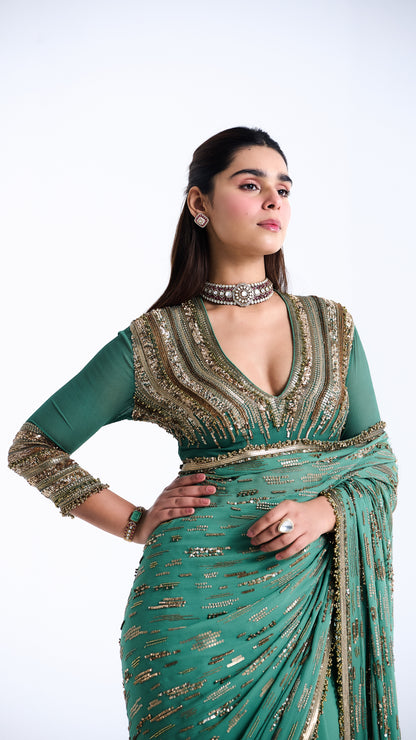 Sari Set in Abstract Sequin Embroidery