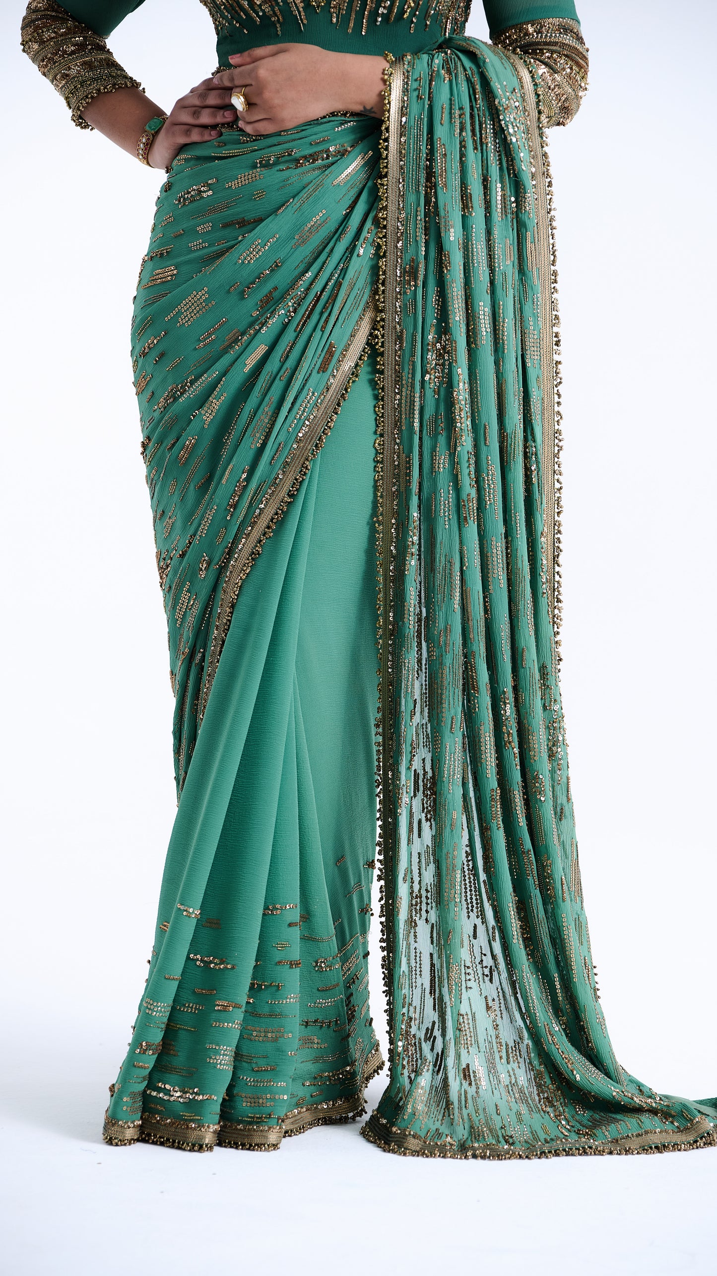 Sari Set in Abstract Sequin Embroidery