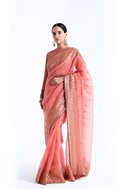 Sari Set in Sequin Diya Border Design