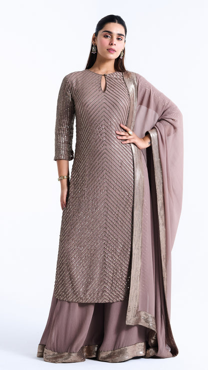 Kurta Set in Tonal Sequin Embroidery