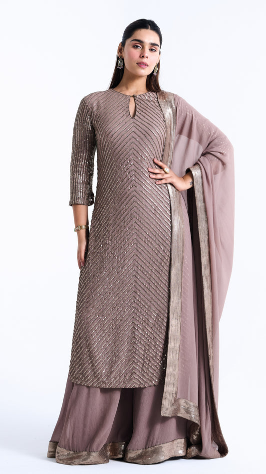 Kurta Set in Tonal Sequin Embroidery